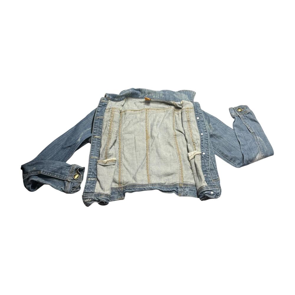 Joujou Distressed Light Wash Denim Trucker Jacket Small